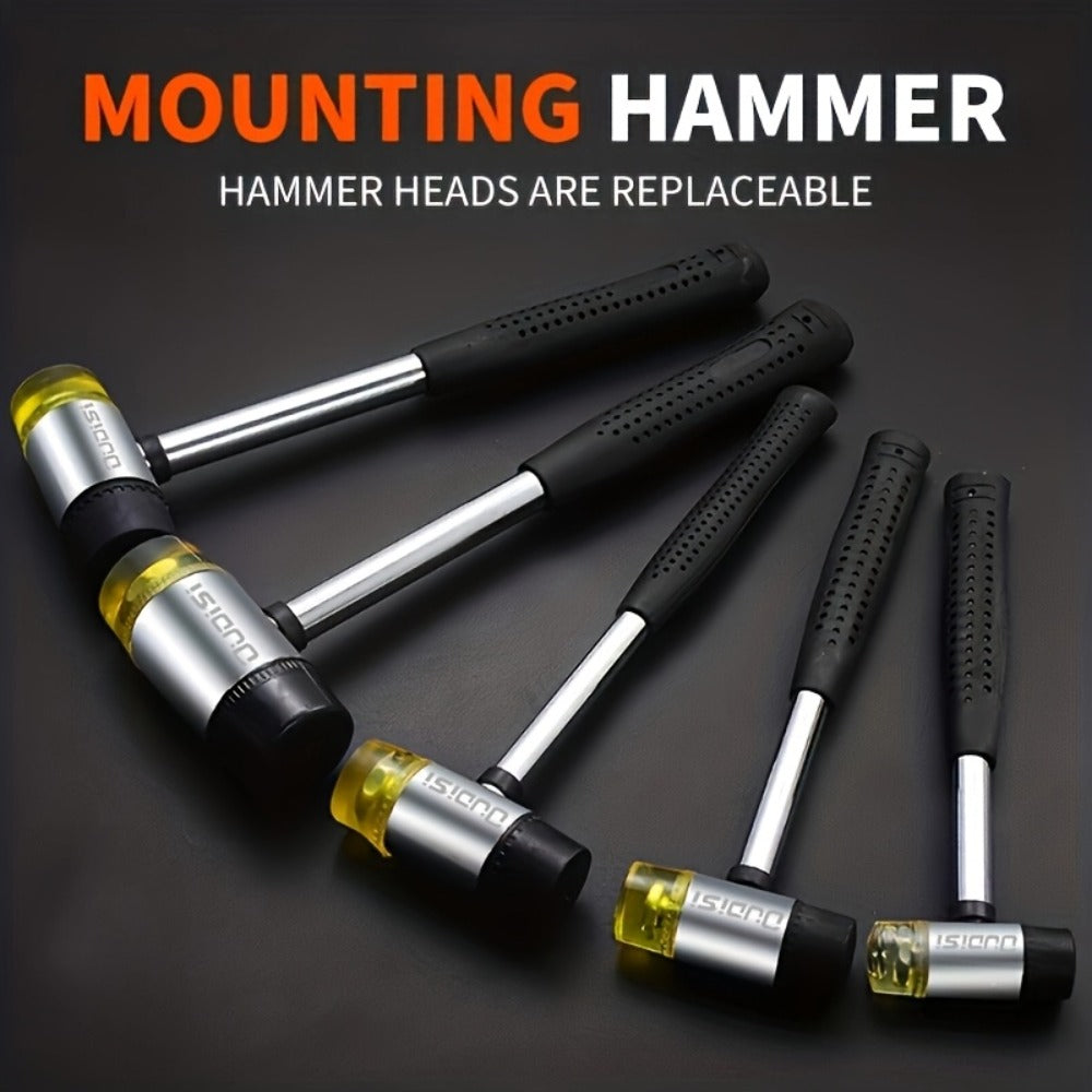 Double-Head Rubber Mallet ¨C Plastic Installation Hammer with Rubber Handle, Rebound-Proof Soft Mallet for Floor Installation, Tile, Jewelry, Leather Crafts & Woodworking (25/30/35/40mm)
