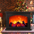 Simulated Charcoal Flame Fireplace Light, Battery & USB Powered Vintage Indoor Mood Light for Christmas Halloween Patio Decoration, Square Tabletop Fireplace Ornament