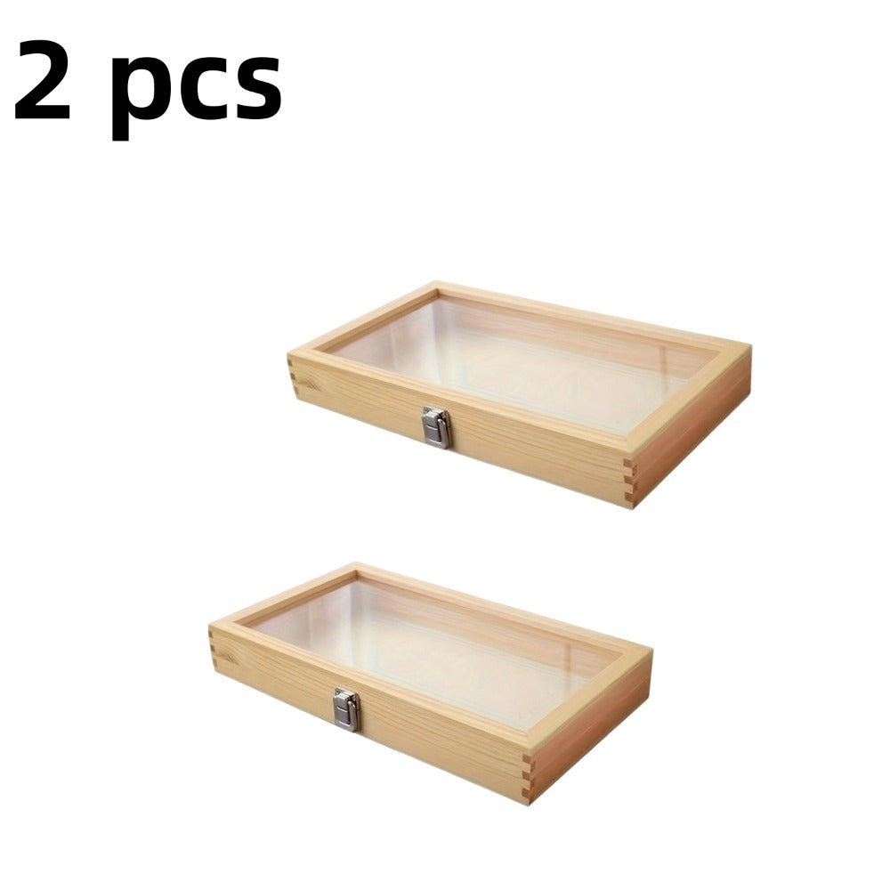 Lockable Wooden Display Storage Box with Acrylic Window ¨C Jewelry & Collectibles Organizer Drawer Box, Elegant Wood Finish, Clear Viewing Panel, Gift Box