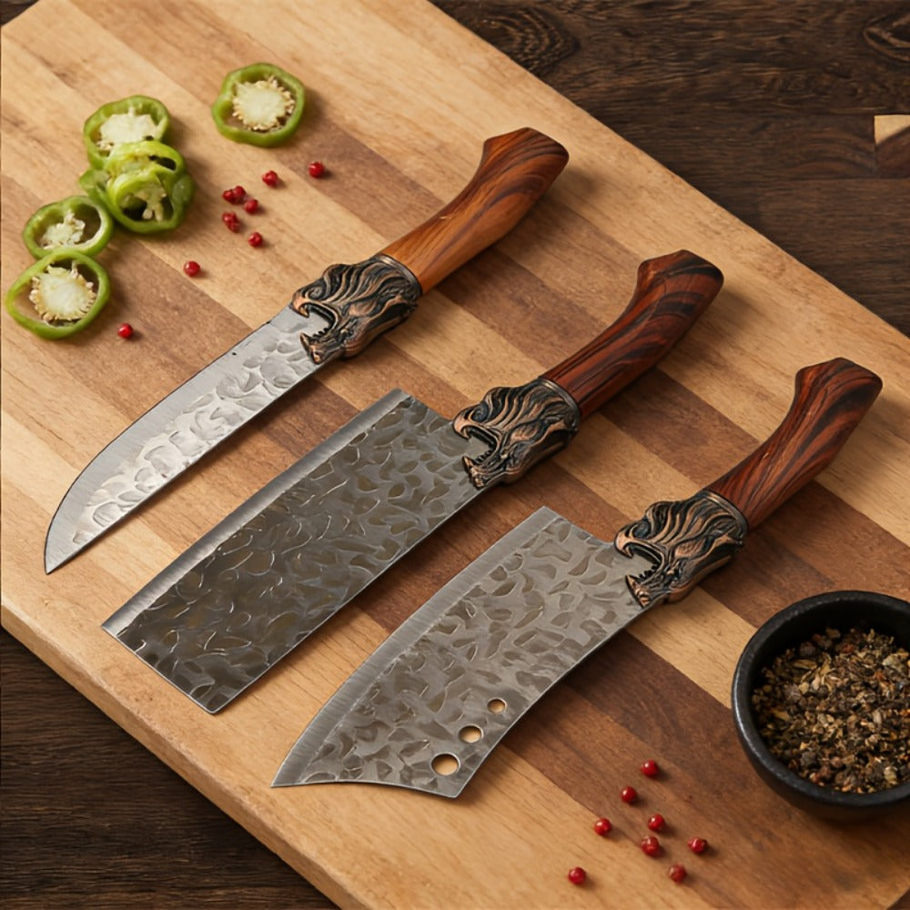 Kitchen Knife Set 7-Piece, Professional Stainless Steel Chef Knives with Replaceable Blades, Hand Forged Alloy Steel Kitchen Knives for Home Cooking, Food-Safe Full Kitchen Cutlery Set