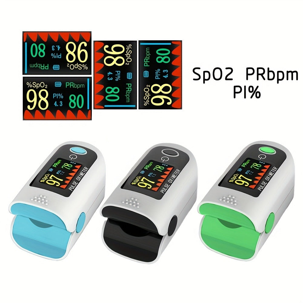Fingertip Pulse Oximeter 2-Pack, Digital Blood Oxygen Saturation Monitor with SpO2 Heart Rate & Perfusion Index Display, Battery-Powered Portable Finger Oximeter for Home Use & Sports, Black or Blue