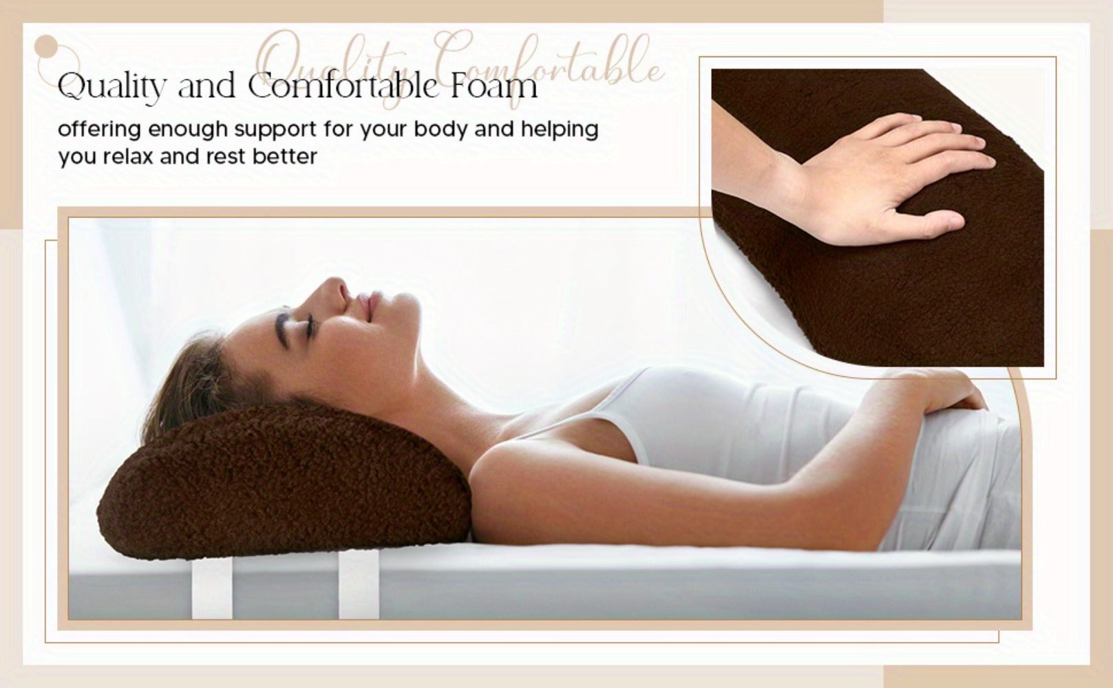 Memory Foam Bolster Pillow for Sleeping ¨C Sherpa Half Roll Leg Support Pillow for Bed, Chair & Sofa | Head, Back & Knee Rest Cushion