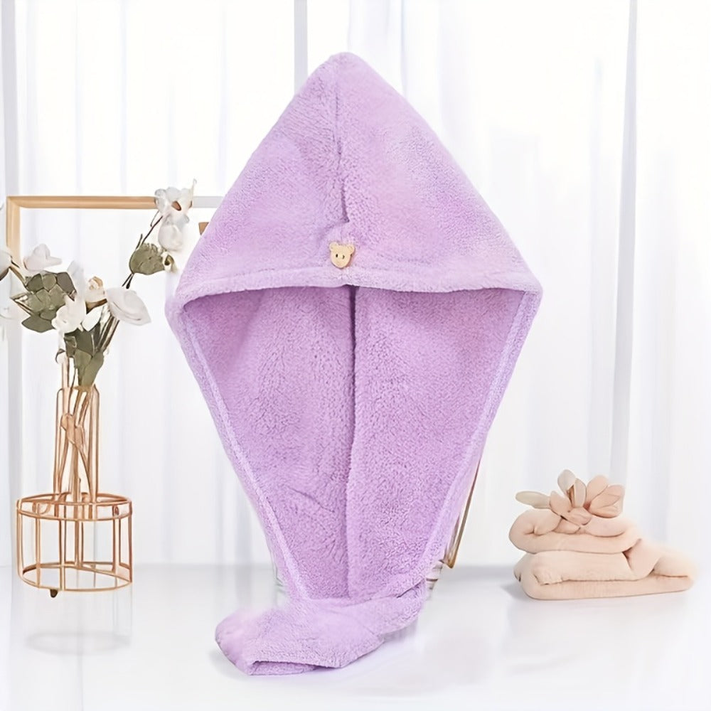 Microfiber Hair Towels 5 Pack - Quick Dry Super Absorbent Coral Fleece Hair Wrap Towel Set, Soft Lightweight Bathroom Hair Drying Towels, Random Color