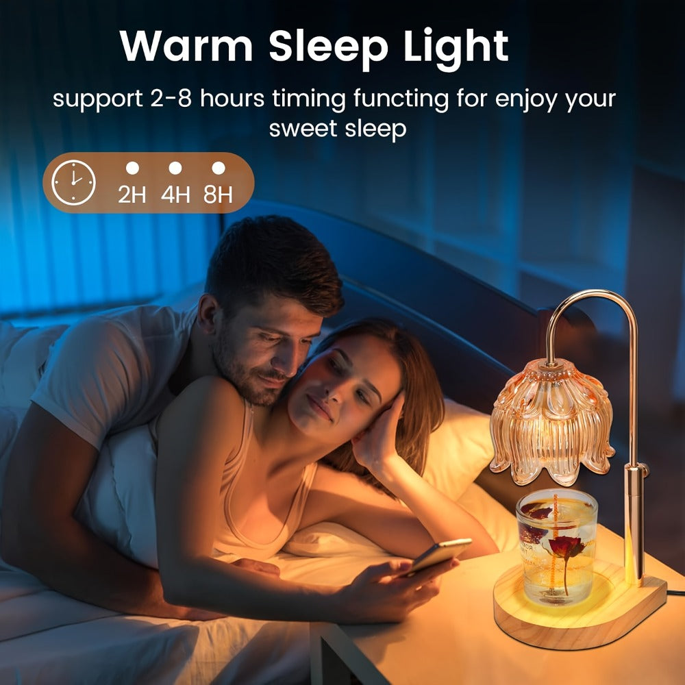 Candle Warmer Lamp Adjustable Height Dimmable Flameless Scented Wax Melt Vintage Iron Tabletop Light with Timer 120V Plug-In for Home Decor Bedroom Living Room Mother's Day Christmas Gift