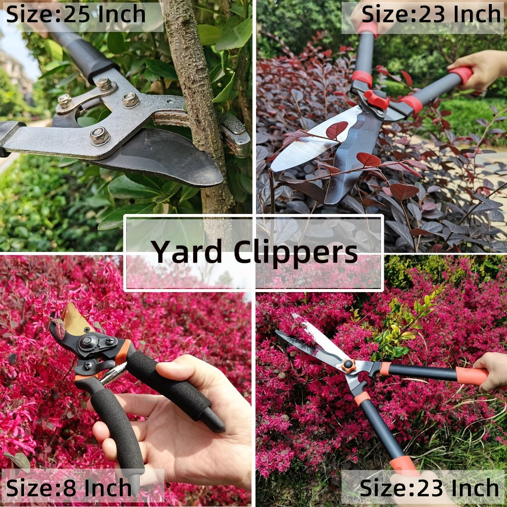 Garden Pruning Shears Set Loppers Hedge Shears & Hand Pruner Combo ¨C Heavy Duty Alloy Steel Branch Cutter Kit with Compound Action, Ergonomic Grip for Yard Lawn Tree Shrub Trimming Indoor Outdoor