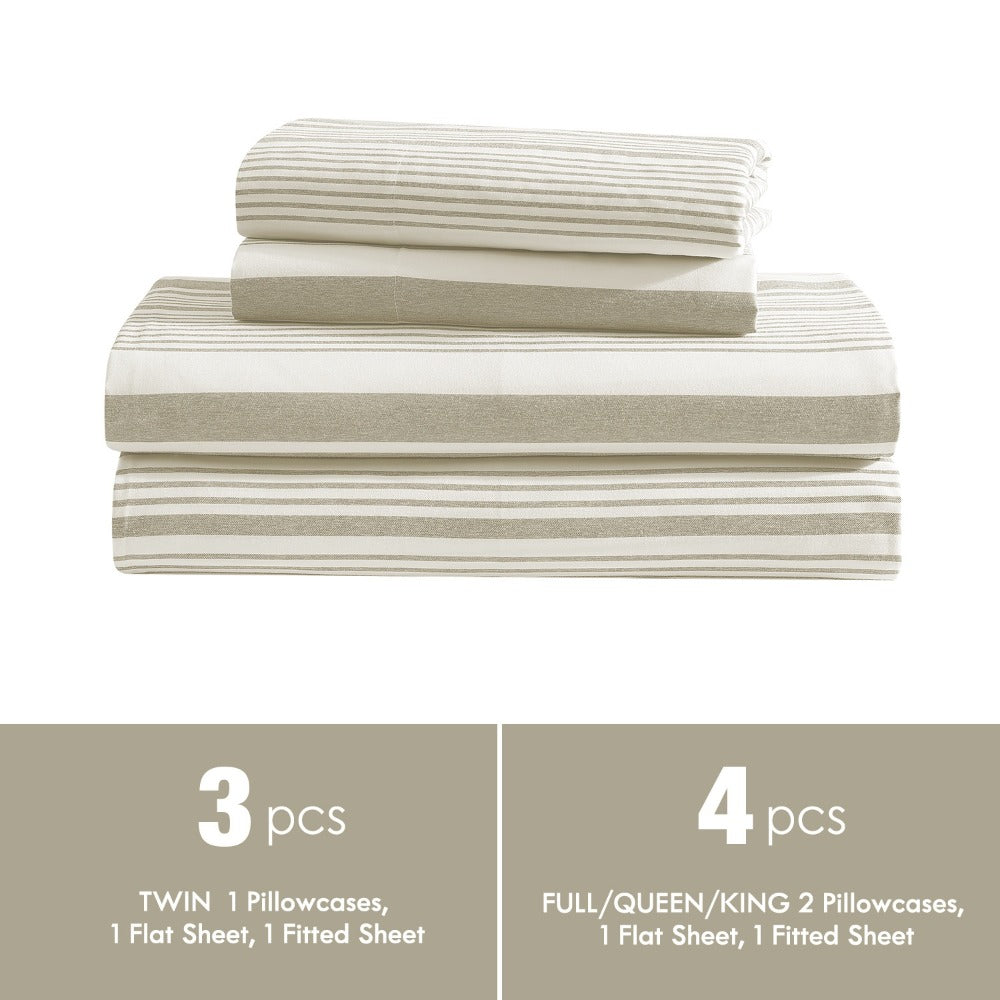 Bed Sheet Set Deep Pocket Soft Microfiber - Fitted Sheet Flat Sheet & Pillowcases Twin Full Queen King - Cooling Breathable Fade Resistant Sheets for Daily Use Dorms Guest Rooms