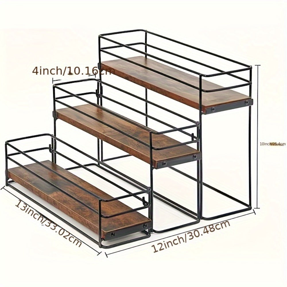 3-Tier Metal Bottle Rack Countertop Organizer ¨C No-Install Syrup Holder for Coffee Bar, Wine & Whiskey Display Stand, Holds 12 Bottles