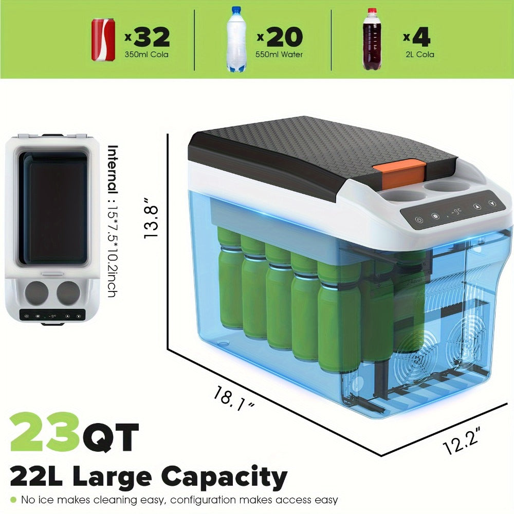 Portable Car Refrigerator Cooler & Warmer, 12V/24V DC & 120V AC Thermoelectric Fridge with Dual-Core Cooling ¨C 23 or 31 Quart Electric Cooler for Camping, RV, Road Trip and Fishing