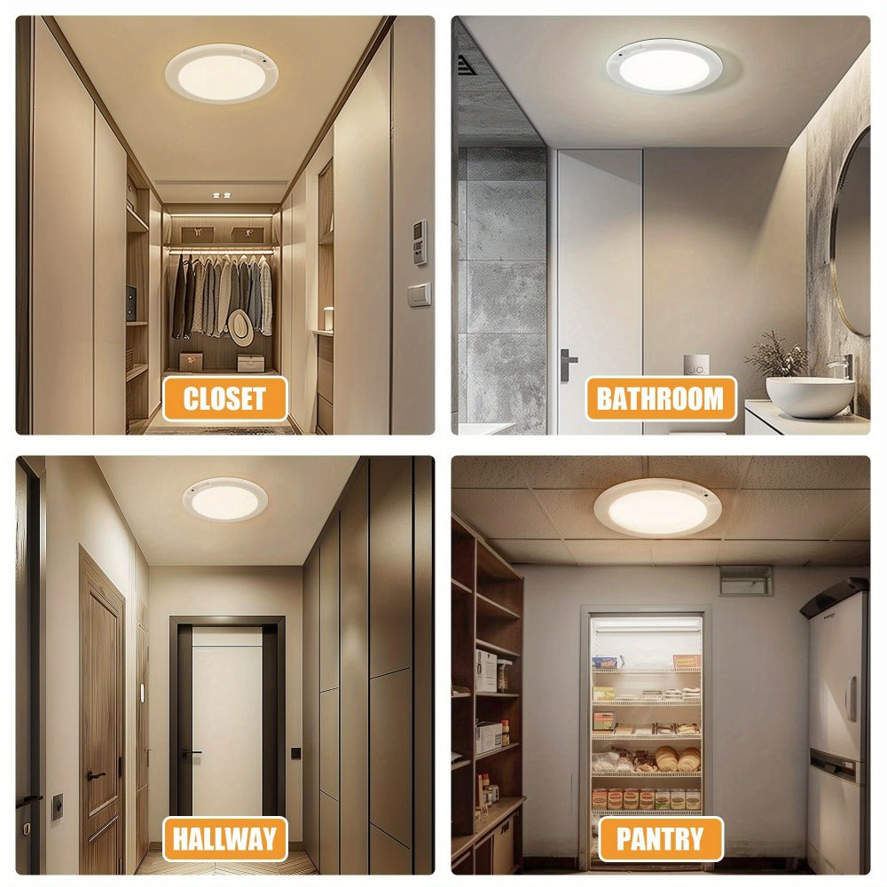 Rechargeable Ceiling Light No Wiring ¨C Battery Operated LED Ceiling Light with Remote Control, Motion Sensor, Dimmable & Timer, Wireless Overhead Light for Bathroom Pantry Hallway Closet Porch Garage