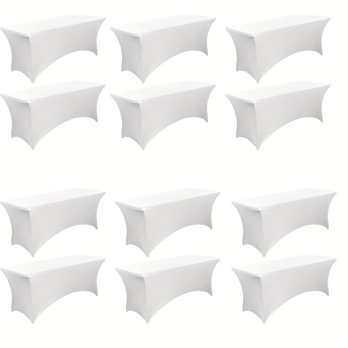 6 Foot Stretch Tablecloth 6/12/24 Pack - Rectangular Spandex Table Cover for Weddings, Trade Shows & Events