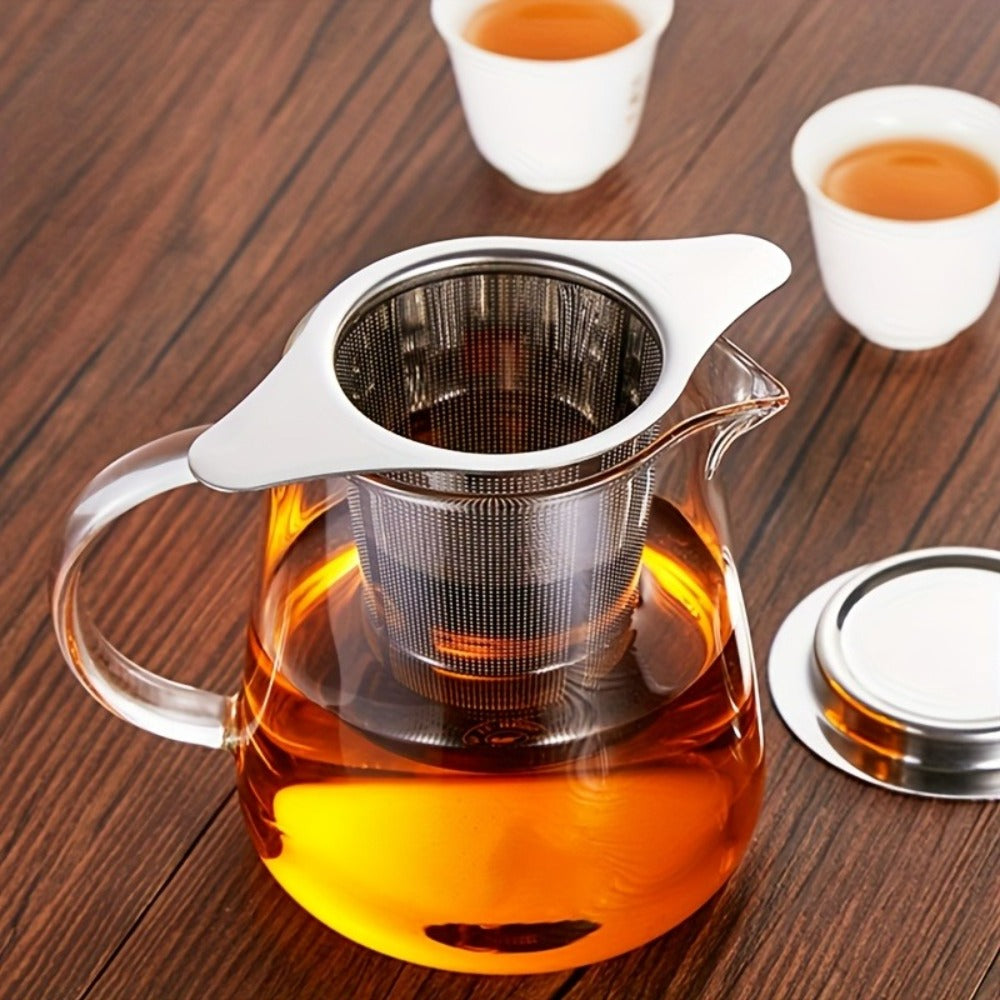 Stainless Steel Tea Strainer Set of 4 with Lid ¨C Fine Mesh Tea Infuser with Dual Handles for Loose Leaf Tea, Herbs & Spices ¨C Ergonomic Grip, Durable & Easy to Clean