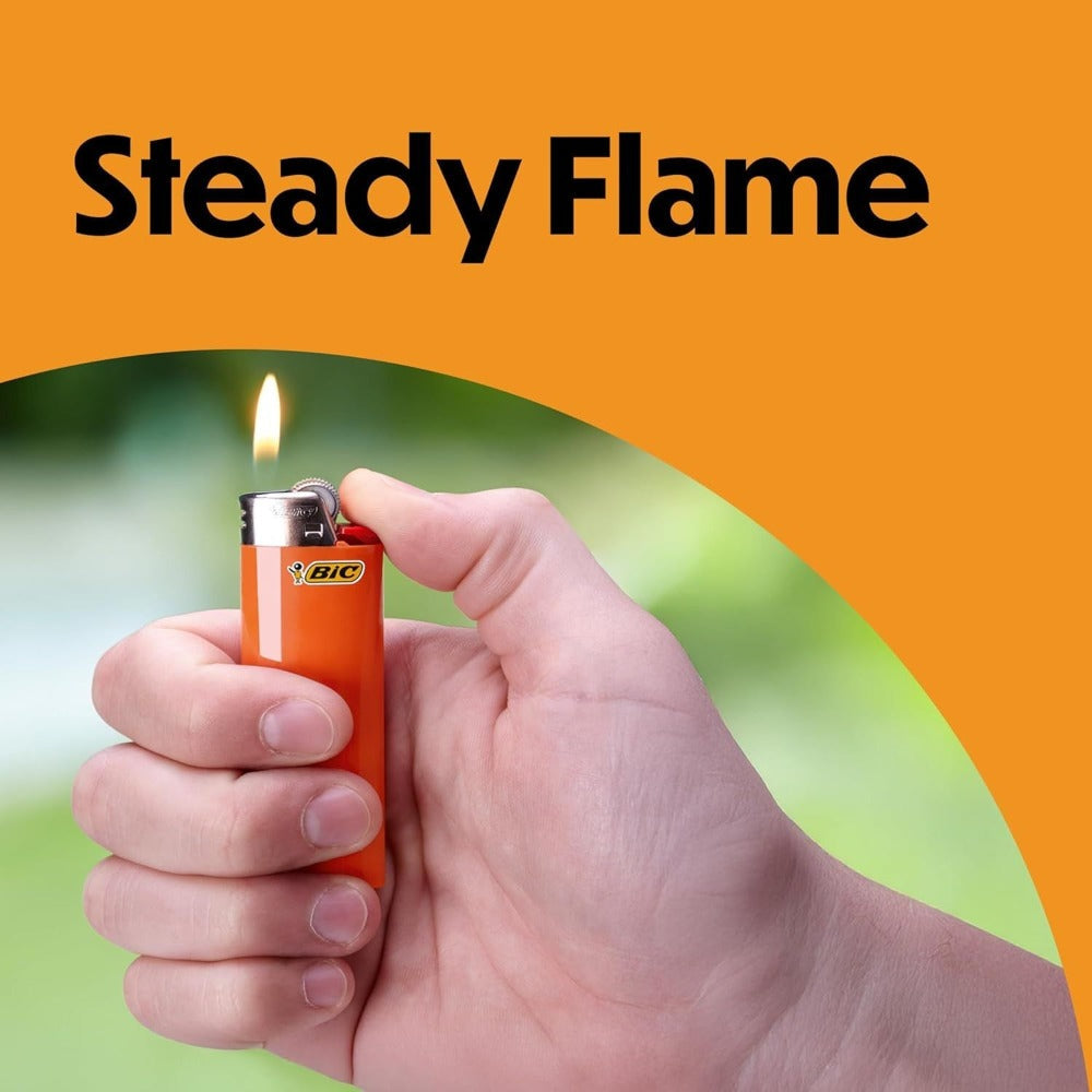 BIC Classic Pocket Lighters Bulk, Assorted Colors, Reliable Windproof Flame for Candles Fireplace Camping Grill, 4/6/8/10/20/25/50 Pack Value Set
