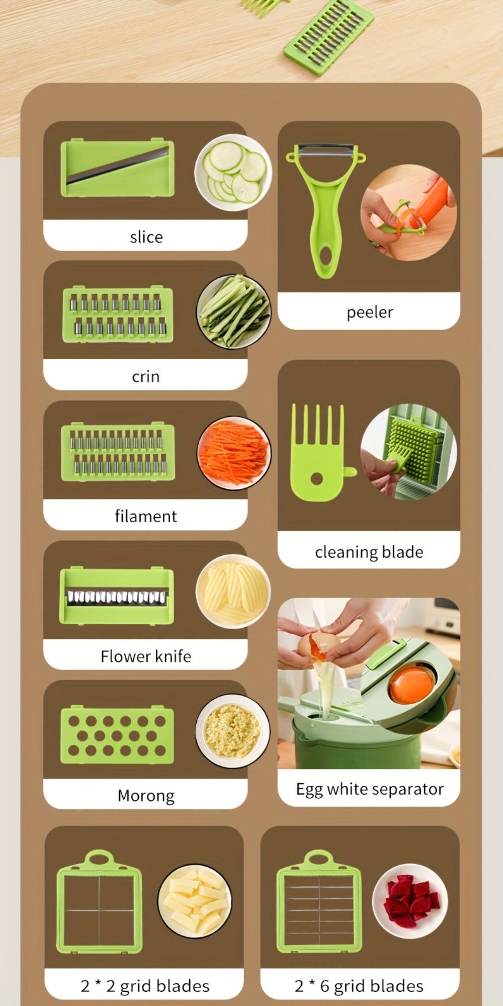 Vegetable Chopper 16-in-1 Heavy Duty Manual Food Processor with Container ¨C Onion Dicer, Potato Slicer, Garlic Mincer, Carrot Cutter, Multi-Function Kitchen Veggie Chopper for Tomato, Pepper, Cucumber