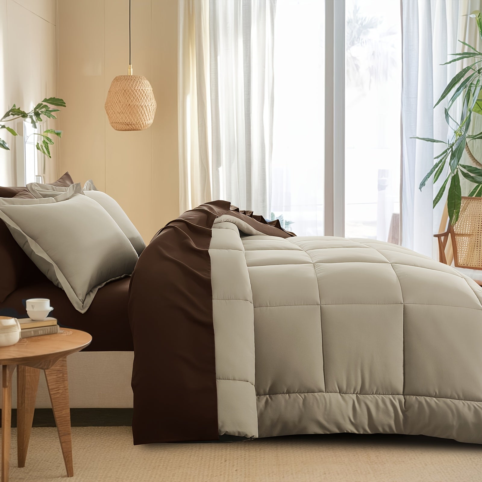 7 Piece Comforter Set Luxury Soft Fluffy Bedding All Season Bed in a Bag with Comforter Fitted Sheet Flat Sheet Pillowcases Hypoallergenic Breathable Easy Care Queen King Twin XL Full