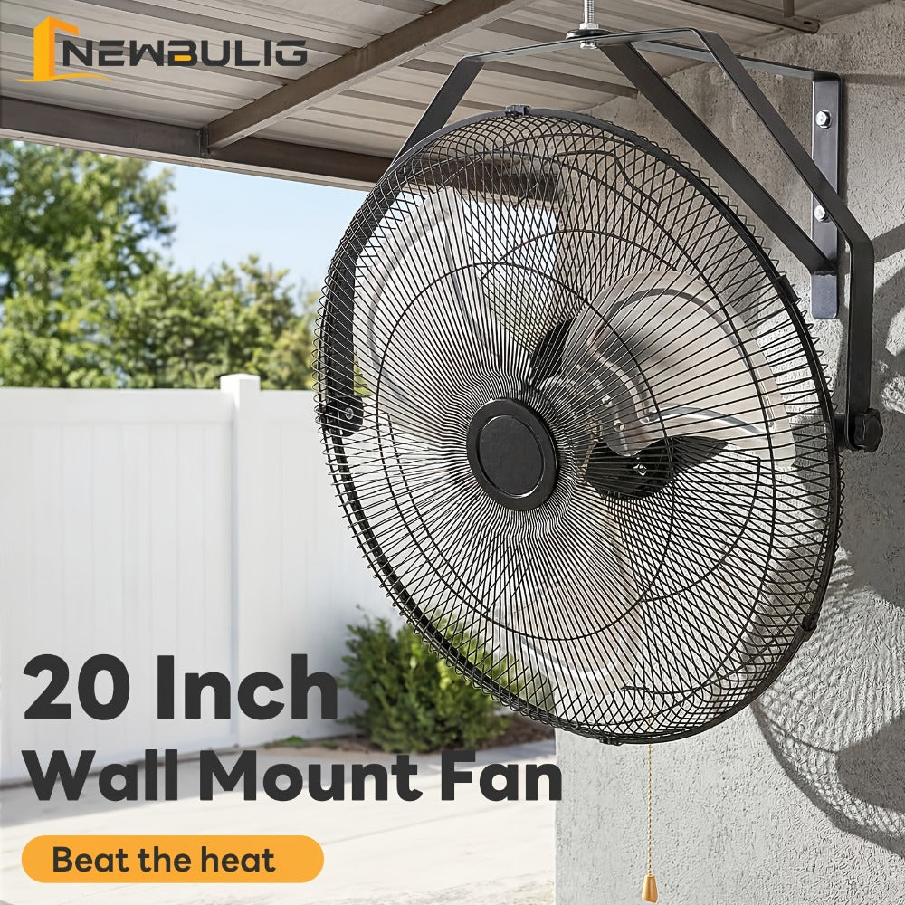 Wall Mount Fan 18/20 Inch Metal High Velocity 3-Speed Oscillating Industrial Fan 3000CFM Aluminum Blades 65dB Quiet Heavy Duty for Garage Workshop Patio Warehouse