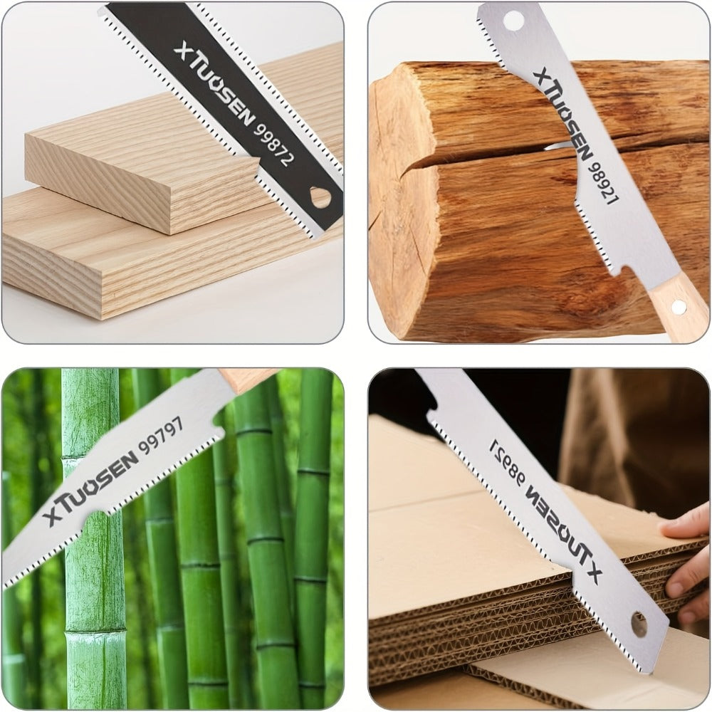 Japanese Pull Saw Set 3-Piece Double-Sided Hand Saw with Fine & Coarse Teeth Flush Cut Tenon Saw for Woodworking Trimming Hardwood Softwood Joinery Carpentry DIY Projects