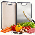 Large Cutting Board for Kitchen ¨C Double Sided Food Grade Stainless Steel & Wheat Straw PP, Non-Slip, Easy to Clean, 16 x 11 Inch Heavy Duty Chopping Board