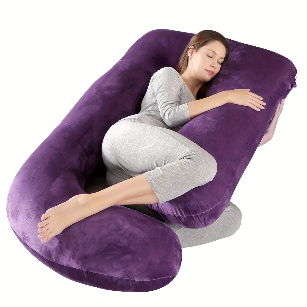 Pregnancy Pillow J-Shape 60 Inch Full Body Maternity Pillow with Velvet Cover ¨C Back Leg Belly Support for Pregnant Women Side Sleeper Body Pillow Multiple Colors