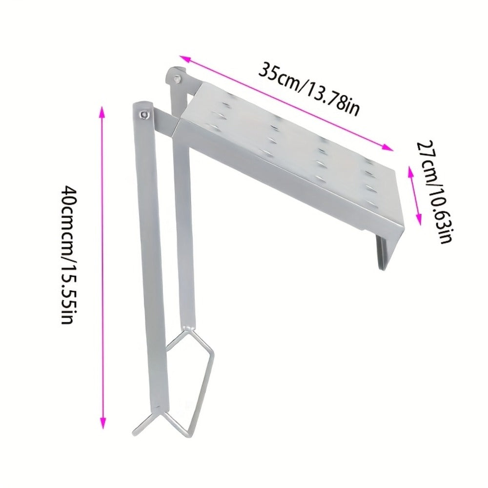 Ladder Platform Scaffold Board 400 lb Heavy Duty Non-Slip Work Tray Retractable Workstation Tool Tray Attachment for Extension Ladders Easy Install Silver