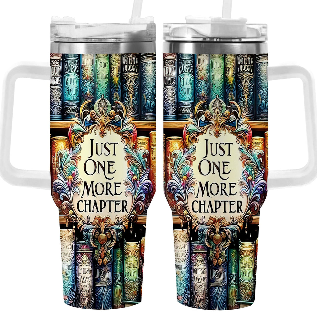 40oz Insulated Tumbler with Lid - Vibrant Bookshelf Art Double Wall Vacuum Travel Mug, Spill Proof Coffee Cup, Gift for Dad Mom, Christmas Birthday Father's Day Gift