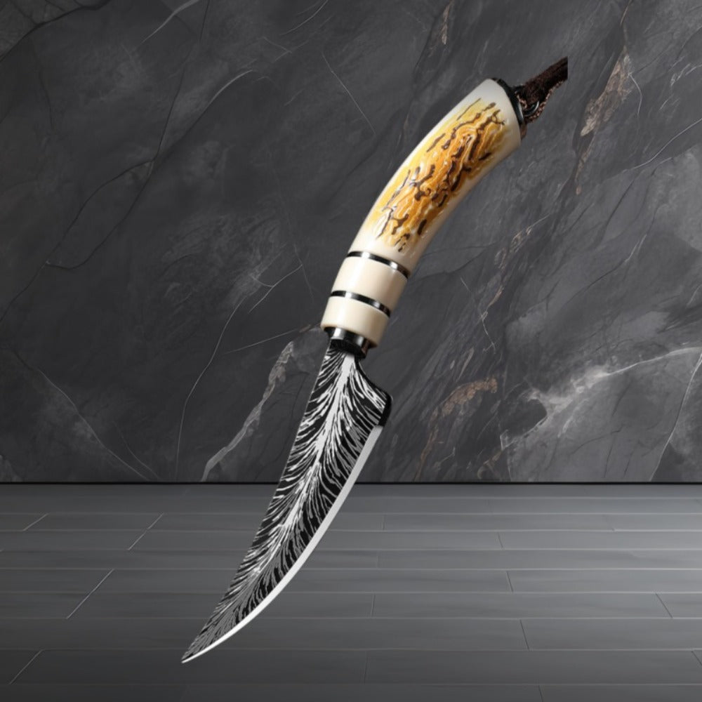 Eagle Head Kitchen Knife 13.5 Inch Sharp 420 Stainless Steel Blade with Engraved Handle - Unique Meat Cleaver Chef Knife for Cooking - Cool Novelty Knife Gift for Men BBQ Enthusiasts