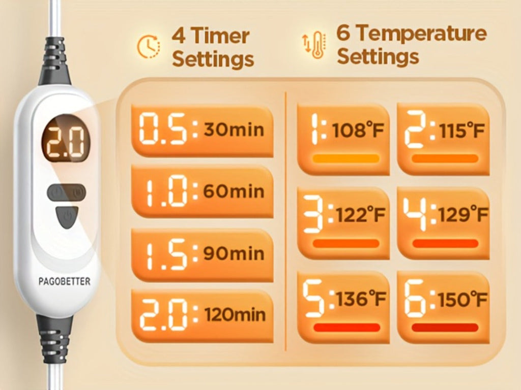 Heating Pad for Neck & Shoulders ¨C 130W Graphene Weighted Electric Pad, 6 Heat Settings, 4 Timers, Auto Shut-Off, Machine Washable