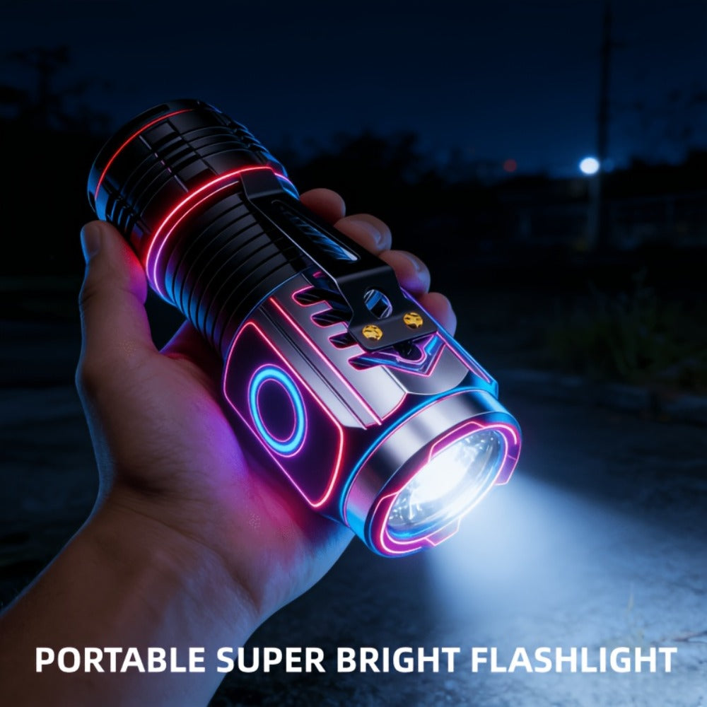 Handheld Flashlight 2 Pack Rechargeable LED | Ultra-Bright Multi-Mode Working Lamp Long Distance | ABS Portable Torch for Camping Hiking Emergency Home Outdoor Use