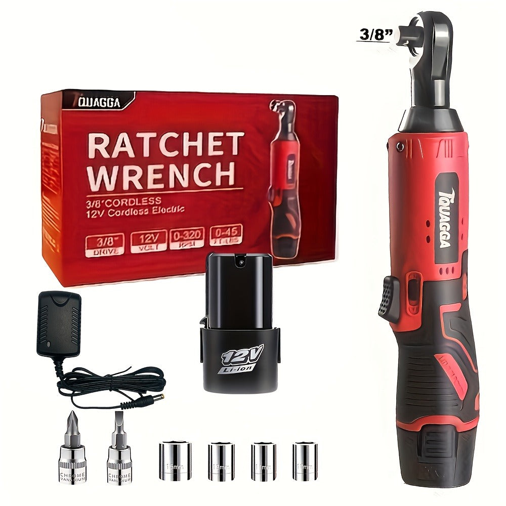 Cordless Electric Wrench QUAGGA 12V - 45Nm High Torque 3/8¡± Rechargeable Ratchet Wrench with Battery & Charger for Automotive Repair, Stage Truss & Home Improvement, Best Family Gift Tool