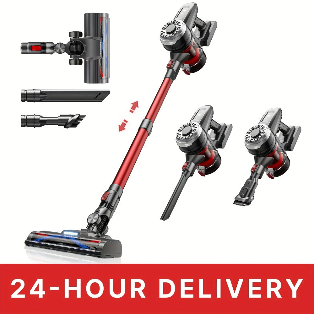 Cordless Vacuum Cleaner with Green Light Indicator, Brushless Motor Rechargeable Handheld Stick Vacuum for Home Car Carpet Pet Hair Hardwood Floor, 2L Dust Cup 45-Min Runtime Multi-Filter Portable Design