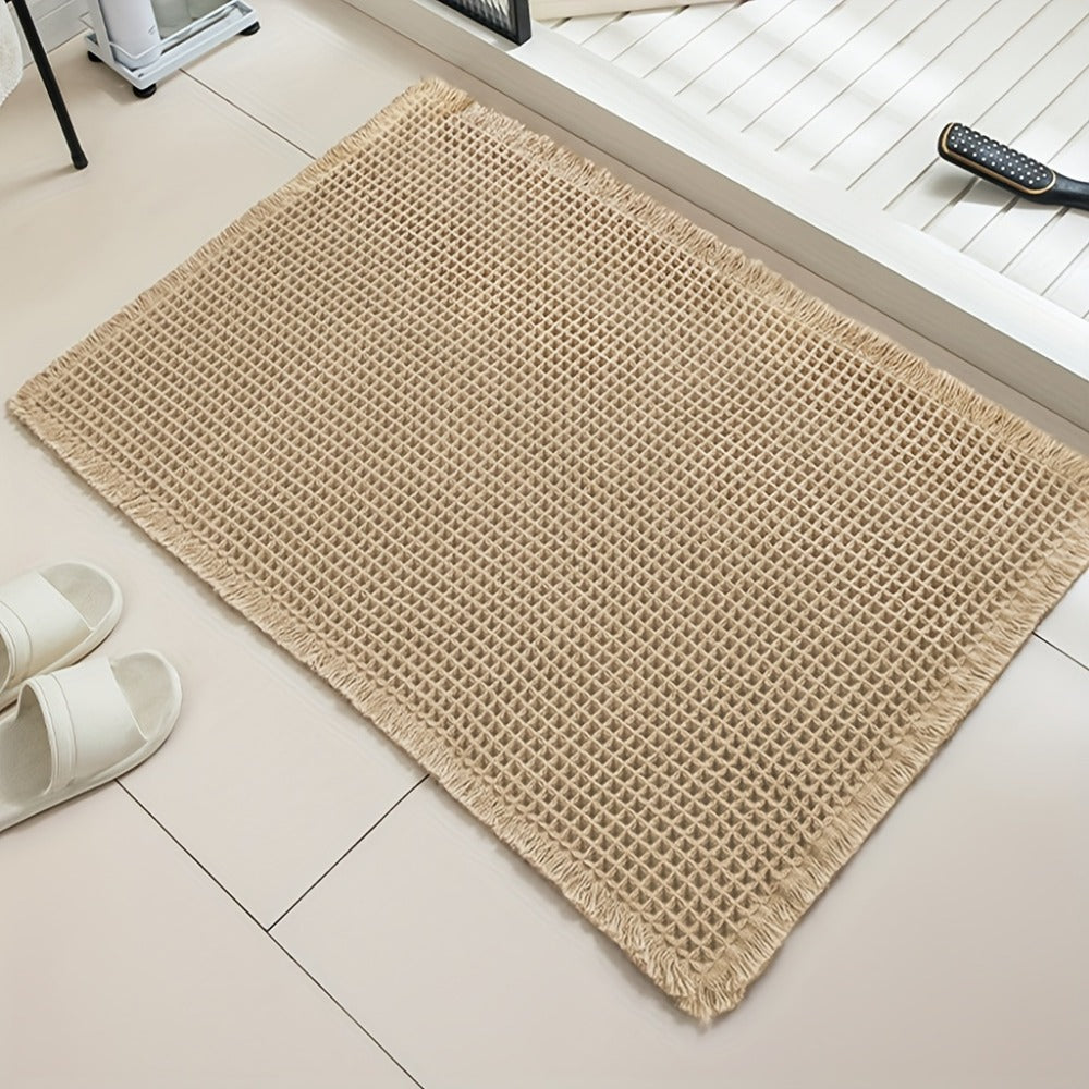 Non-Slip Bath Mat with Tassels Super Absorbent Ultra Soft Machine Washable Bathroom Rug with Anti-Skid Backing 2 Sizes