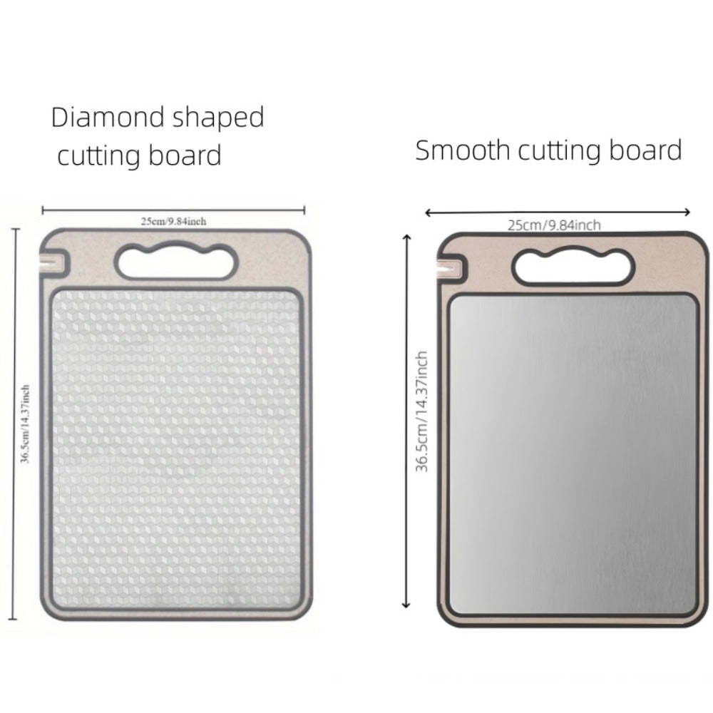 Stainless Steel Cutting Board Double Sided with Diamond Mesh & Smooth Surface - Scratch-Resistant, Non-Slip, Dishwasher Safe Kitchen Chopping Board for Meat, Vegetables & Holiday Meals