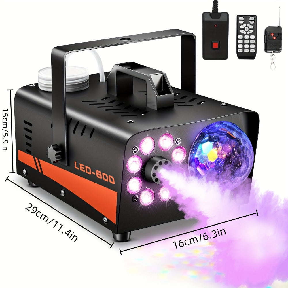 Fog Machine 600W with Disco Ball LED Lights | 3000 CFM Smoke Machine with 13 Colorful LED Effects & Wireless Remote | Party Fog Machine for Halloween, Wedding, DJ Stage, Indoor Events & Nightclub