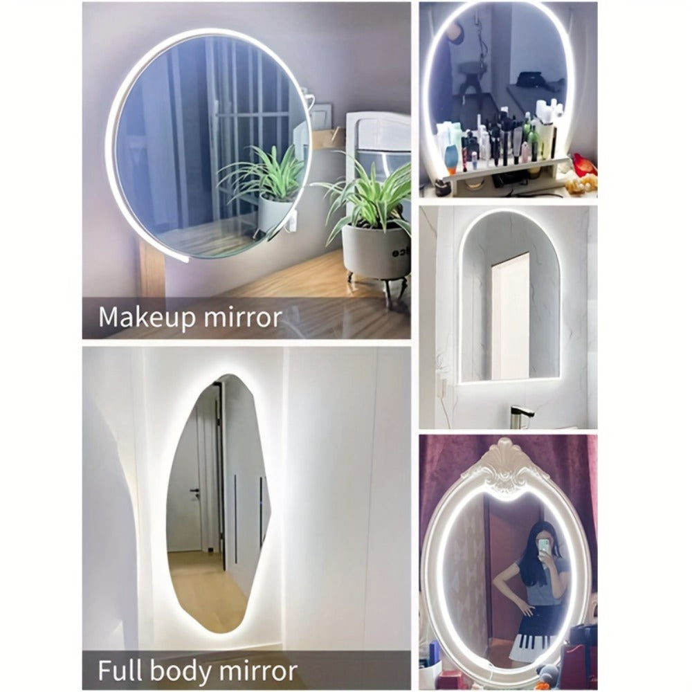LED Neon Light Strip Touch Dimmer USB Flexible Ambient Glow Strip Lights for Vanity Mirror Bathroom Mirror Live Streaming Fill Light Bedroom Decor White Warm White 118in 196in 2pcs