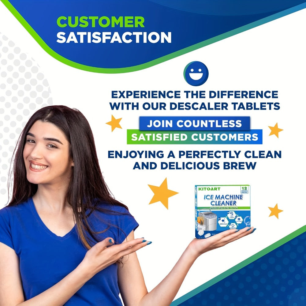 Ice Maker Cleaning Tablets Descaler 12/24/36 Pack, Food Grade Citric Acid Ice Machine Cleaner for Countertop Portable Commercial Ice Makers, Deep Clean Deodorize Remove Limescale