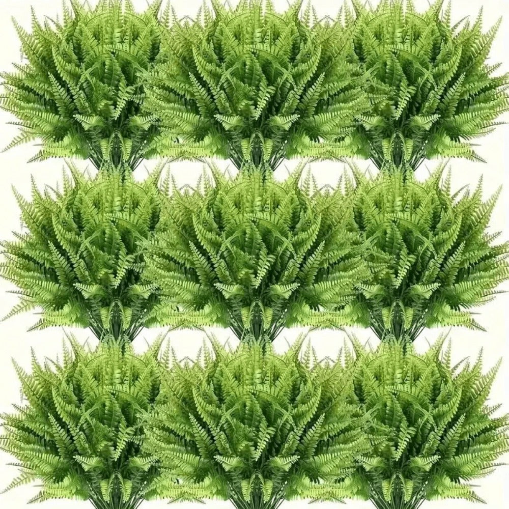 Artificial Boston Fern Plants 10 Pack ¨C Fake Faux Ferns for Indoor Outdoor Home Garden Office Porch Decor