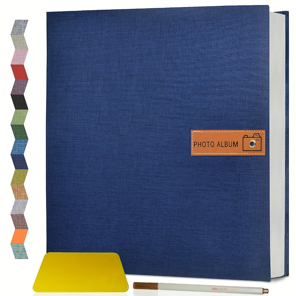 Self Adhesive Photo Album Scrapbook ¨C Large Linen Cover Memory Book for 4x6 5x7 8x10 Photos, DIY Picture Book with Metal Pen, Gift for Mom, Baby, Wedding, Valentine's Day & Mother's Day, 40 & 60 Pages