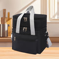 Insulated Lunch Bag Large Capacity Leakproof Waterproof with Shoulder Strap Double Pocket Portable Cooler Tote for Men Women Work School Picnic Beach in Black Grey Burgundy Blue