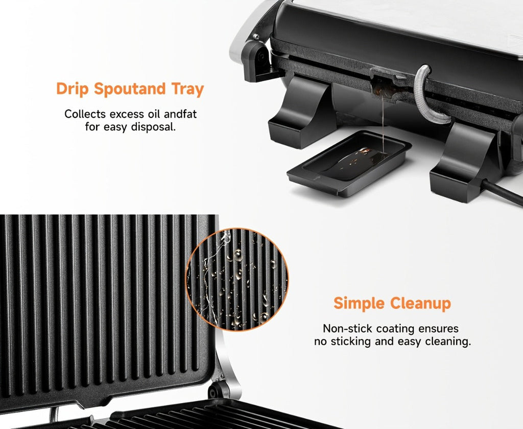Panini Press Grill 3-in-1 Electric Indoor Grill with Non-Stick Plates - 180¡ã Flat Grill Sandwich Maker with Floating Hinge Grease Tray Temperature Control, Compact Countertop Grill for Home Dorm Office