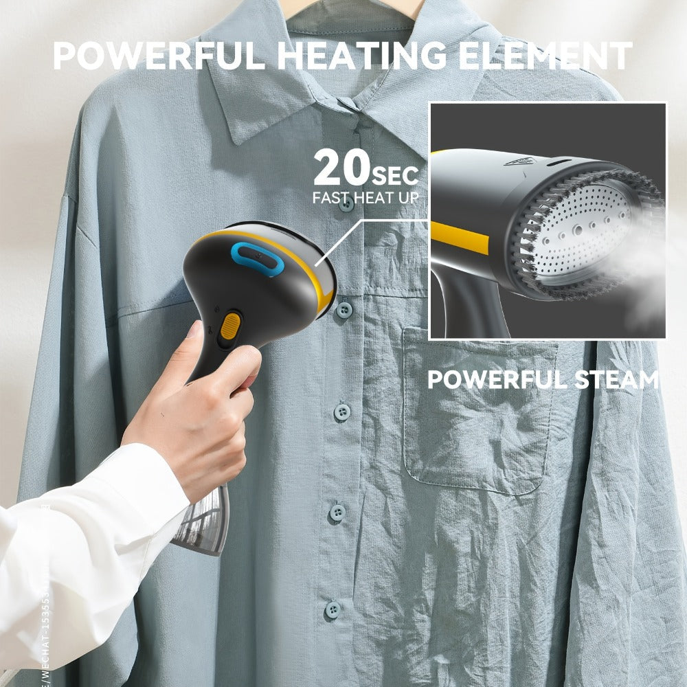 Handheld Garment Steamer 1100W 20s Fast Heating 300ml Water Tank Wrinkle Remover Steam Iron for Clothes Travel Business Home Clothing Care with Cleaning Brush Black White Carbon Fiber