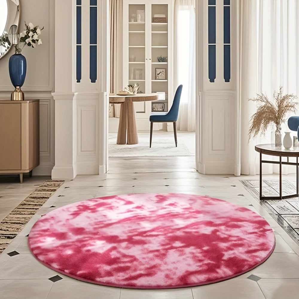 Round Faux Fur Area Rug - Soft Plush Circle Carpet for Living Room Bedroom, Machine Washable, Multiple Colors & Sizes