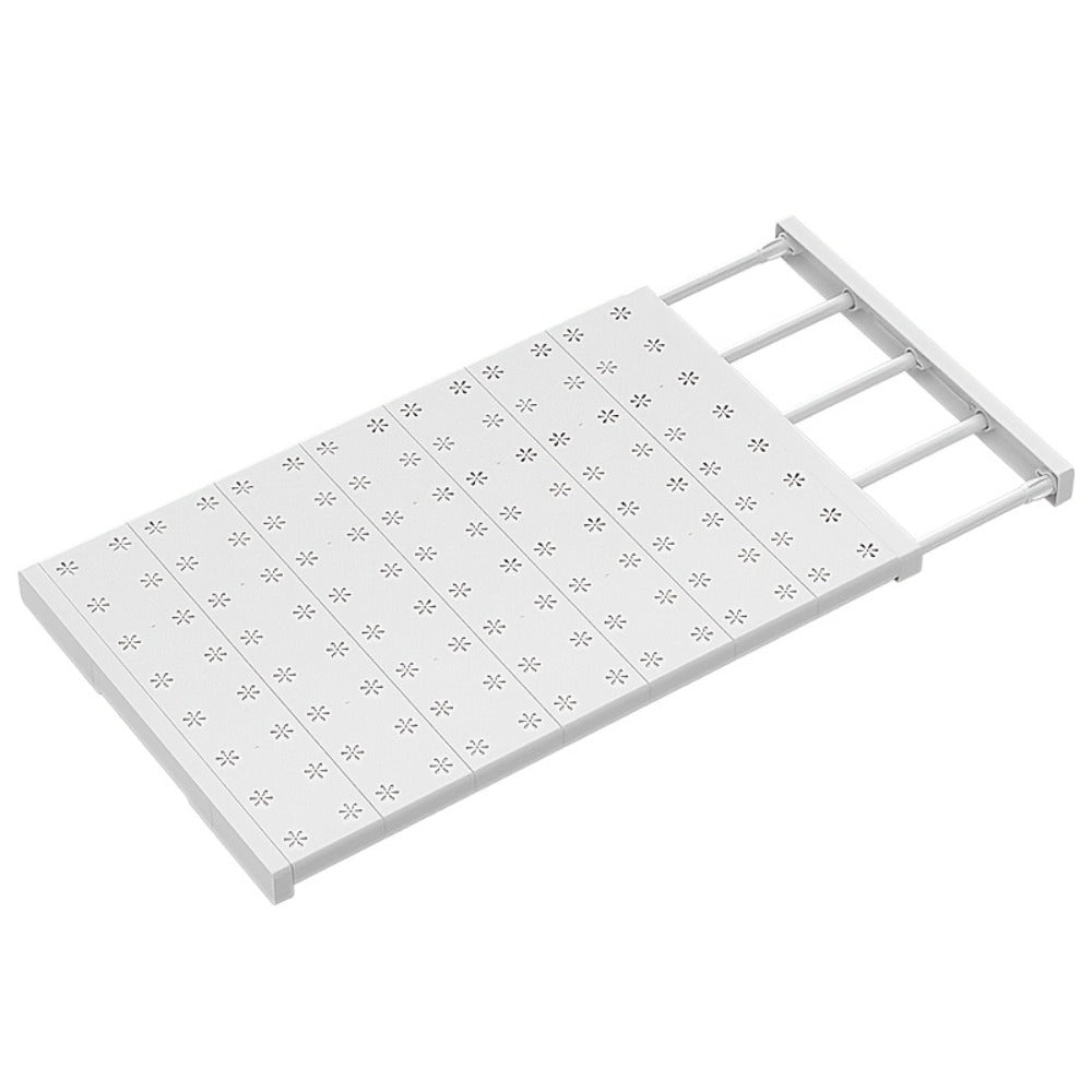 Adjustable Tension Shelf Rod Metal Storage Rack Expandable 18.9-31.5 Inch Closet Organizer Cabinet Wardrobe Kitchen Bathroom Shelf Divider