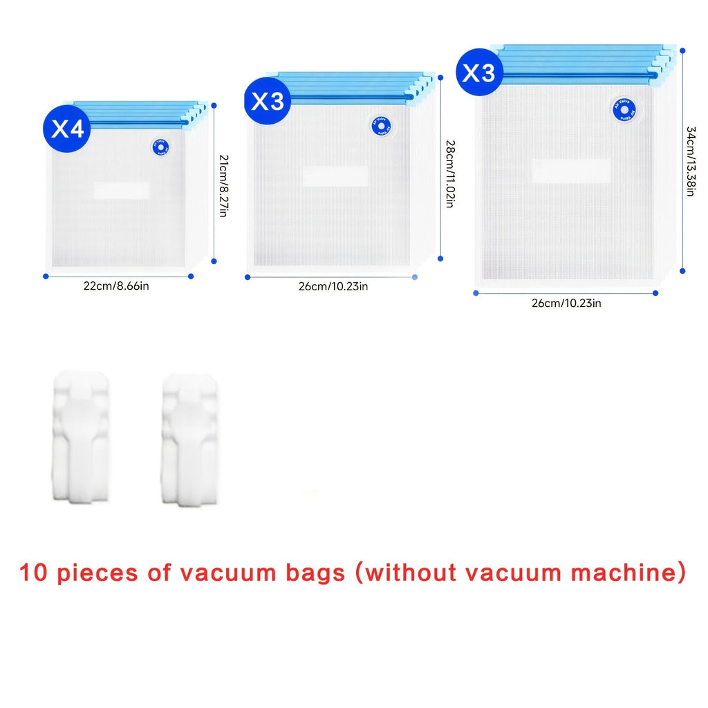 Vacuum Sealing Machine with Reusable Vacuum Bags ¨C Compact Handheld Food Sealer, Portable Meal Storage Device, Powerful Suction, Kitchen Food Preservation Tool with 10 Reusable Bags Included