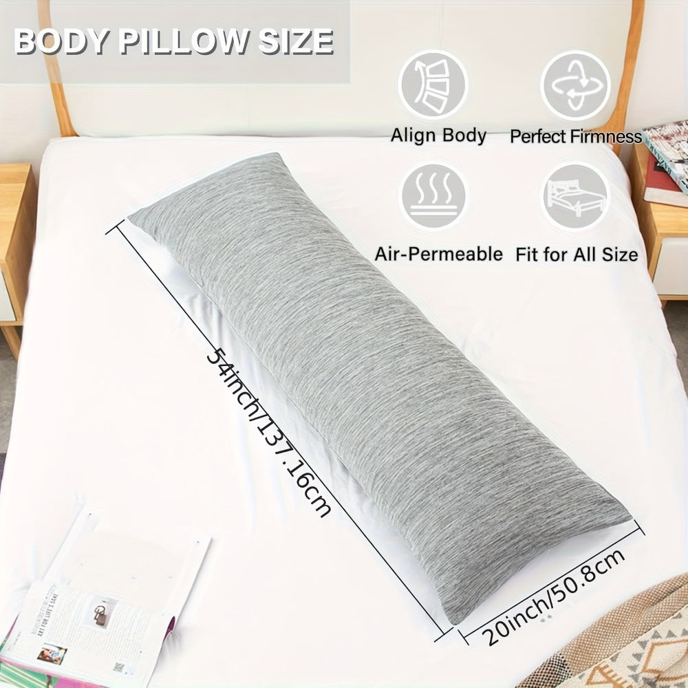 Body Pillow 20x54 Inch Cooling Memory Foam ¨C Full Body Pillow for Adults Side Sleepers, Firm Long Sleeping Pillow for Stomach Back Support, Pregnancy Pillow, Washable Cover, Grey White Pink