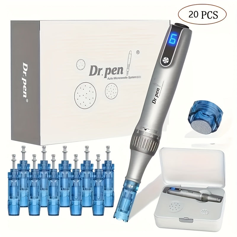 Dr.Pen M8S Microneedling Pen Professional Skin Care Kit - Electric Derma Pen with 20pcs 0.25mm Round Nano Cartridges, Collagen Induction Therapy Beauty Tool for Face & Body