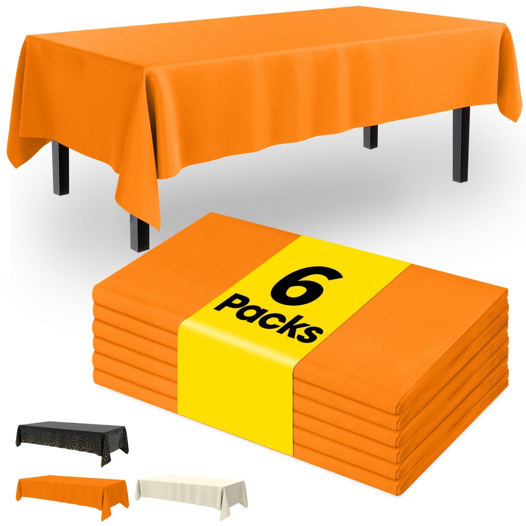 Disposable Tablecloths 54x108 Inch Rectangle Plastic Table Cover PEVA Waterproof Party Table Cloth 6 Pack for Birthday Picnic Holiday