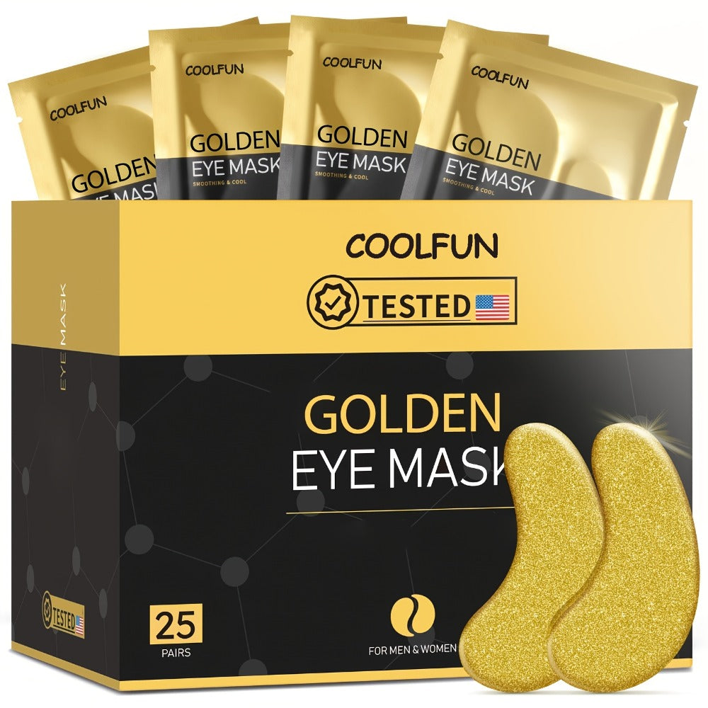 24K Gold Eye Patches 25 Pairs Collagen Under Eye Mask with Glycerin Hydrating Eye Pads for Dark Circles Puffiness Anti-Aging Eye Treatment for Men and Women All Skin Types Wedding Party Skincare