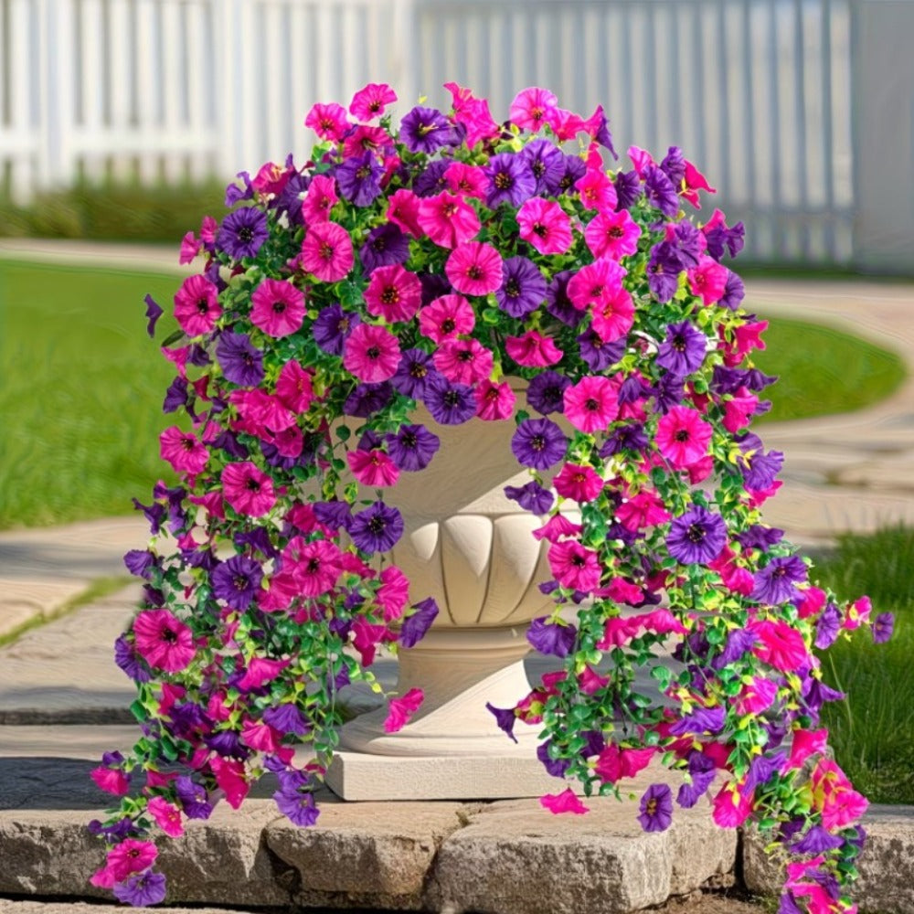 Artificial Rose Vine Hanging Garland 3pcs 216 Flowers - High-Density UV-Resistant Faux Rose Flower Vines with Realistic Roses & Foliage for Garden, Wedding, Porch, Terrace & Wall Decor, Multiple Colors