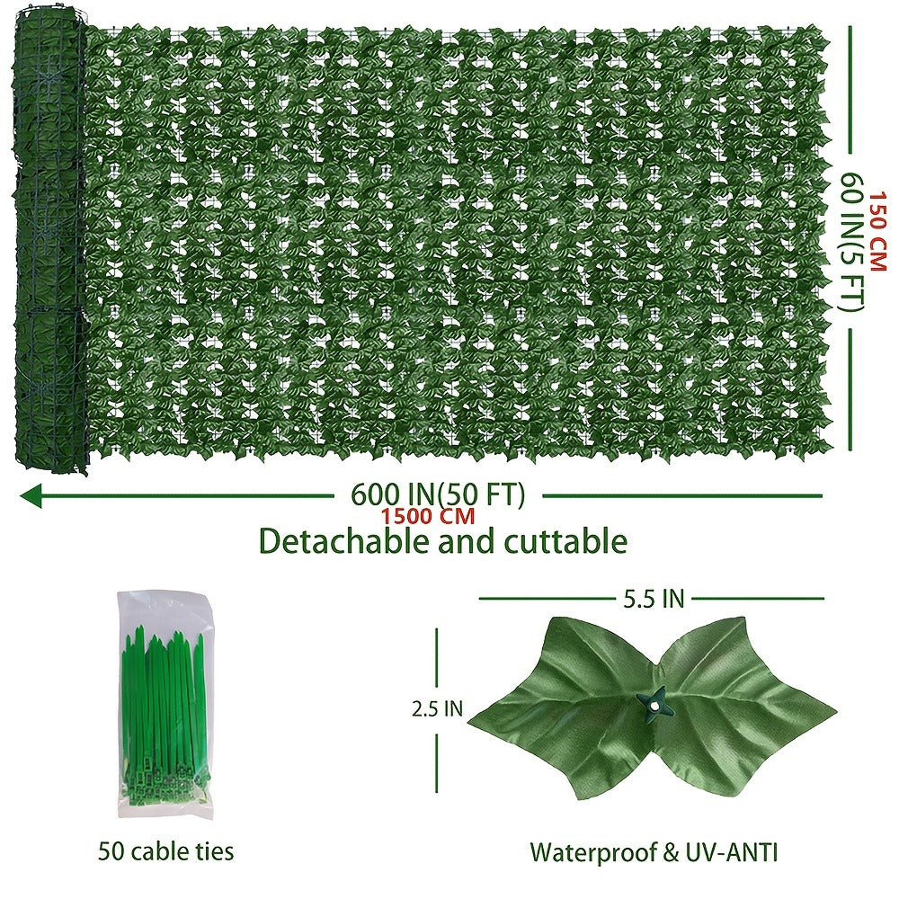 Artificial Ivy Privacy Fence Screen ¨C UV-Resistant Faux Ivy Hedge Panel for Outdoor Patio, Garden, Balcony & Fence Cover | Realistic Greenery Wall Decor | Multiple Sizes Available