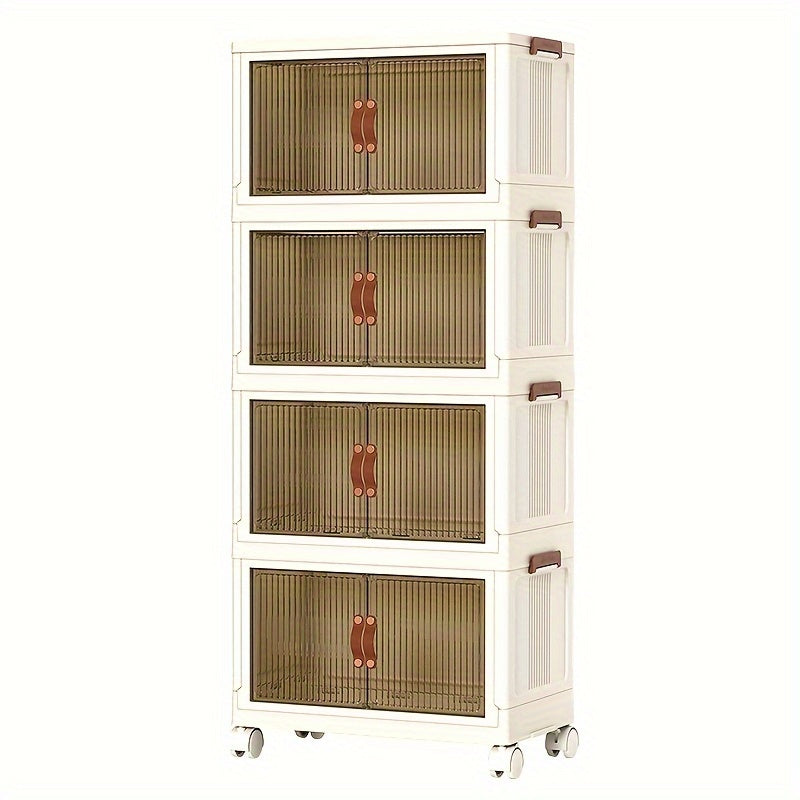Lidded Storage Bins with Wheels ¨C 2/3/4/5-Tier Dual-Opening Storage Organizer Box with Lid, Large Stackable Storage Container for Books, Kitchen, Bedroom & Closet Organization