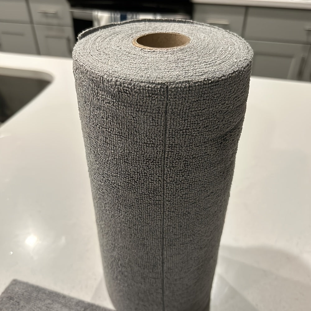 Microfiber Cleaning Cloths Reusable Paper Towel Roll Replacement ¨C Washable Absorbent Tear-Away Dishcloths for Kitchen, Bathroom & Car | Eco-Friendly Rags 50 or 100 Pack, 12x12 Inch